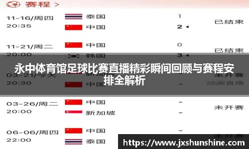 永中体育馆足球比赛直播精彩瞬间回顾与赛程安排全解析