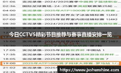 今日CCTV5精彩节目推荐与赛事直播安排一览